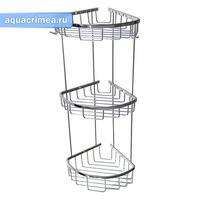 Полочка угловая овальная тройная 25х22х18  см  из нержавеющей стали